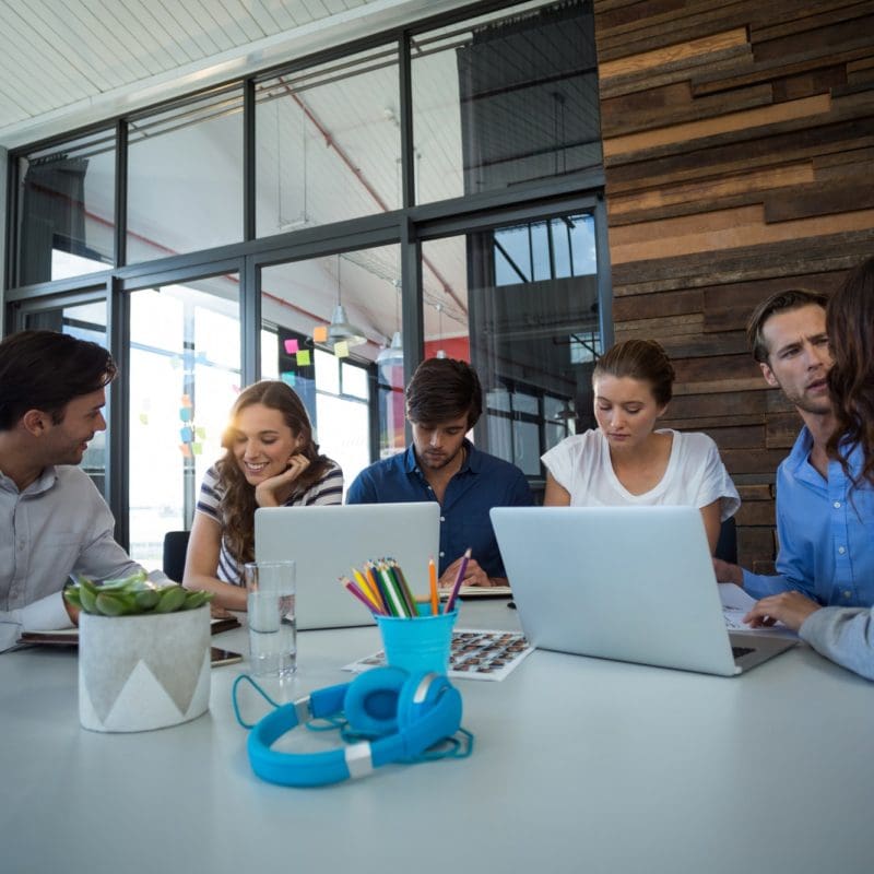 Team of graphic designers working together